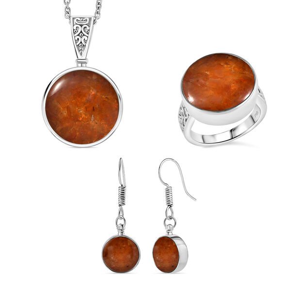 Feueropal Matrix Schmuckset