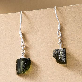 Nat&uuml;rliche Moldavit-Ohrringe, 925 Silber ca. 4,40 ct