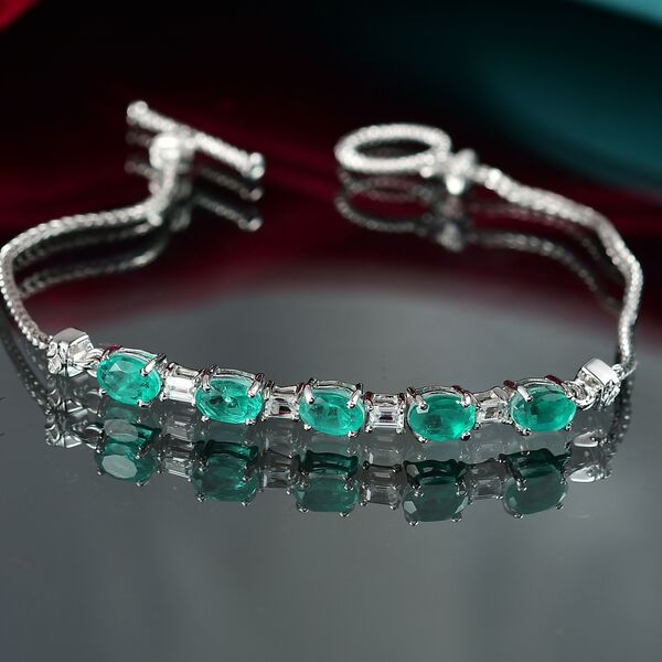 Smaragd Triplett Quarz und Zirkon Armband, 18cm - 3,47 ct. image number 2