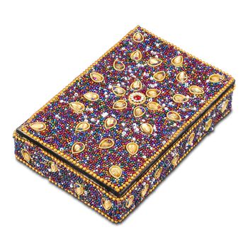 Perlen-Box mit 5 Kugelschreibern (12cm) Geschenkset, 8,5x13,5x3 cm, Mehrfarbig