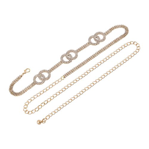 Kristall Gürtel ,100% Glaskristall und Metall, L130cm, 61g, gold image number 0