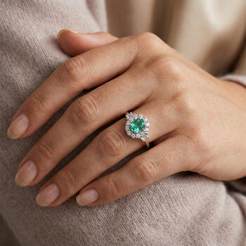 AAA Kagem sambischer Smaragd Ring, 925 Silber platiniert, ca. 0.96 ct