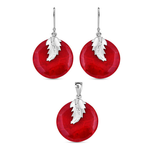 Royal Bali Kollektion - Rote Koralle Ohrringe und Anh&auml;nger