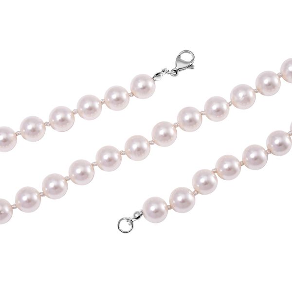 Wei&szlig;e Muschelkernperlen Halskette, 100 cm image number 4