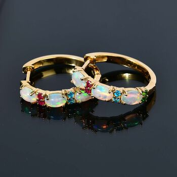 AA nat&uuml;rliche, &auml;thiopische Welo Opal und Multi-Edelstein-Ohrringe - 2,17 ct.