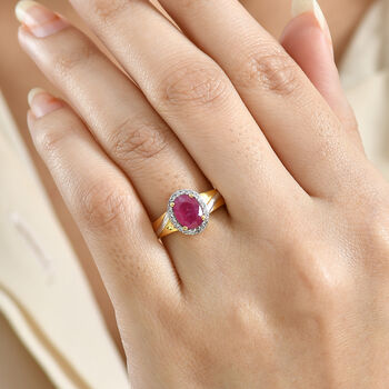 D'Joy afrikanischer Rubin und Zirkon zweifarbiger Ring - 2,21 ct.