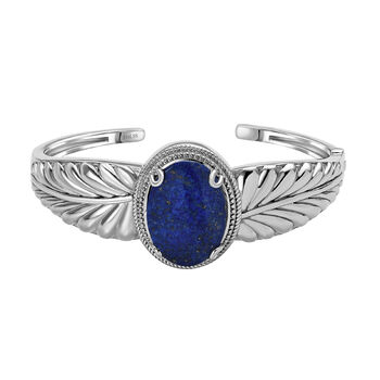 Lapislazuli Armreif, ca. 19 cm, Edelstahl, ca. 22.41 ct