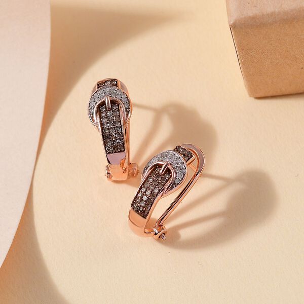 Wei&szlig;e und nat&uuml;rliche Champagner Diamant Ohrringe, ca. 0,36 ct. image number 1