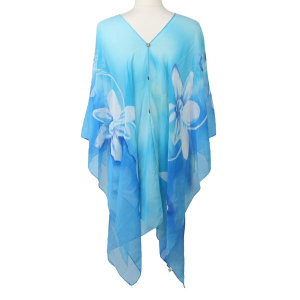 Leichte Tunika in Blau mit floralem muster image number 1