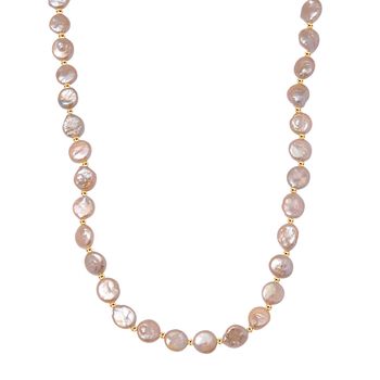 Pfirsich-S&uuml;&szlig;wasser Perle Halskette ca. 50 cm 925 Silber vergoldet