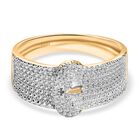 Designer Inspirierter - Weißer Diamant Schnalle Ring, Goldfarben (Größe 21.00)