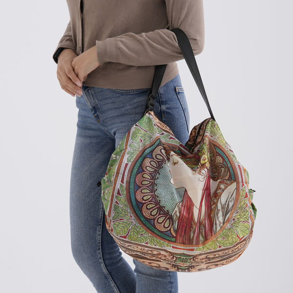 Faltbare Einkaufstasche mit Rei&szlig;verschlussfach 50 x 70 cm Hellgr&uuml;n M&auml;dchenmotiv image number 3