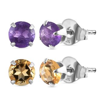 Citrin und Amethyst Ohrringe, 925 Silber ca. 1.84 ct