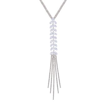 Wei&szlig;er Kristall Halskette ca. 75 cm Reines Messing