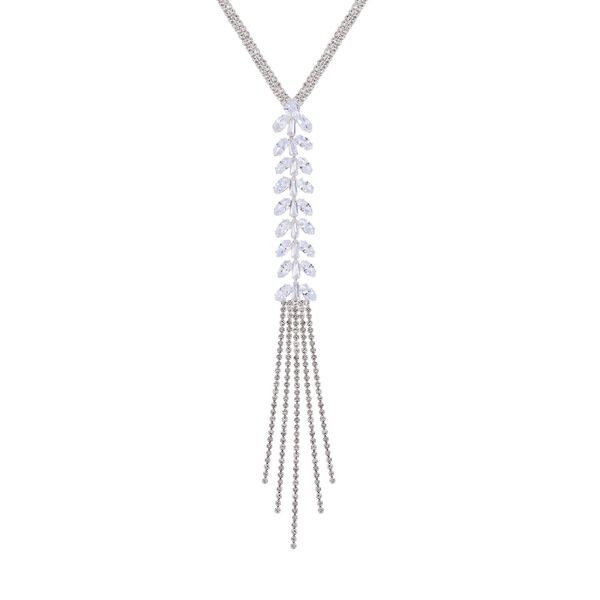 Wei&szlig;er Kristall Halskette ca. 75 cm Reines Messing