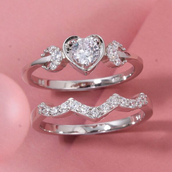 Lustro Stella Weißer Zirkonia Ring 925 Silber rhodiniert (Größe 19.00) image number 1