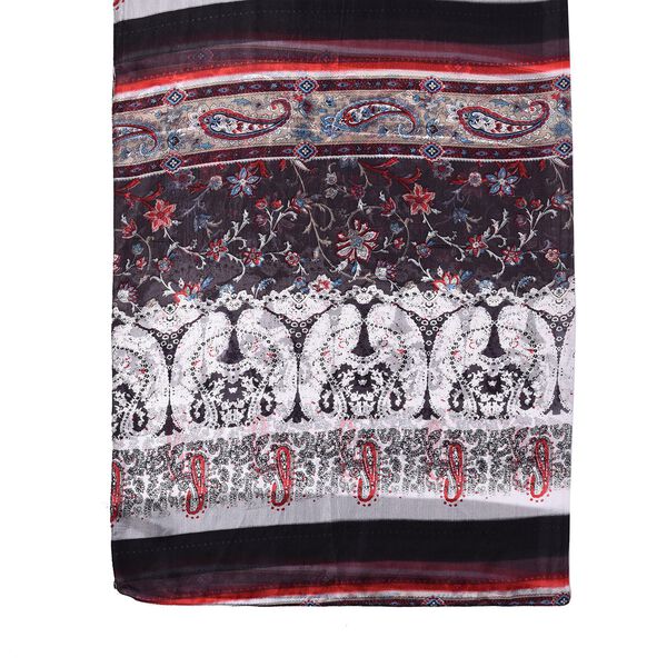 LA MAREY: Bedruckter Schal aus 100% Maulbeerseide, Gemustert, inkl. Geschenkbox, Schwarz&nbsp; image number 5