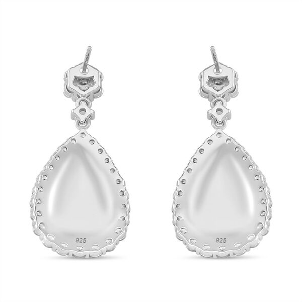 Saphir-Farbe und weiße Zirkonia Ohrringe image number 5