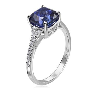 Rhapsody AAAA Tansanit, Wei&szlig;er Diamant Ring 950 Platin (Gr&ouml;&szlig;e 17.00) ca. 2,87 ct