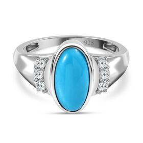 Sleeping beauty Türkis und Zirkon Ring - 2,27 ct. Sleeping beauty Türkis und Zirkon Ring - 2,27 ct.
