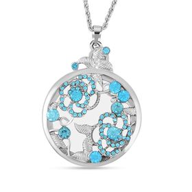 2-in-1 Lupe und Walflossen-Motiv Anhänger mit Kette, Blauer Kristall und Glas, Silberfarben