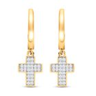 Weiße Diamant Kreuz-Ohrringe, 925 Silber Gelbgold Vermeil ca. 0.25 ct