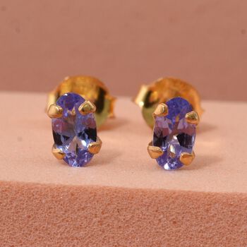 Tansanit Ohrringe, 925 Silber vergoldet - 0,44 ct.