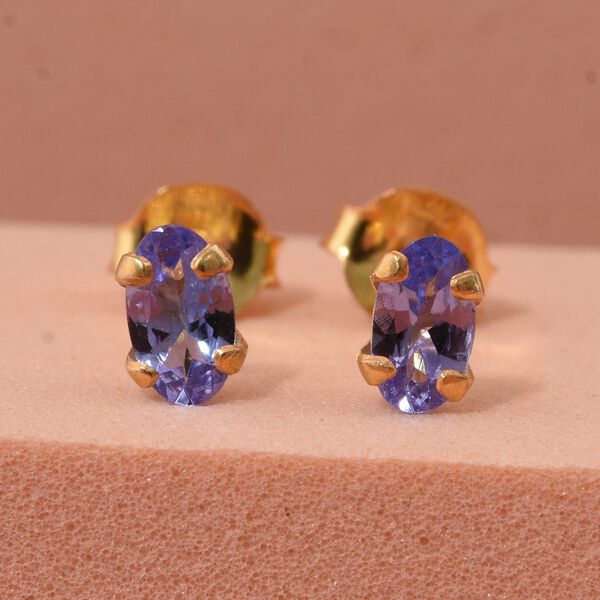 Tansanit Ohrringe, 925 Silber vergoldet - 0,44 ct. image number 1