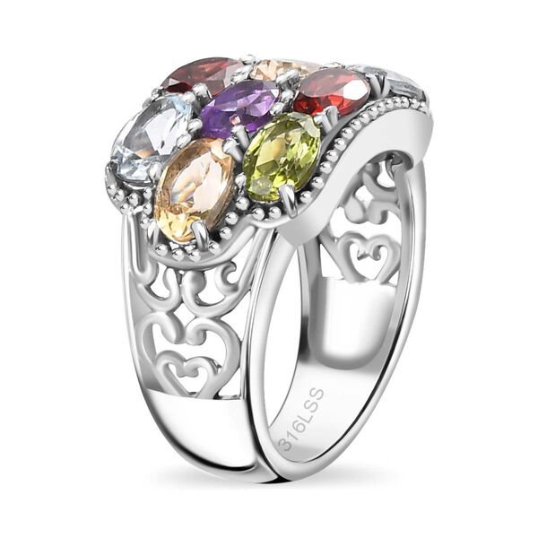 Mehrfarbiger Ring, Edelstahl (Gr&ouml;&szlig;e 17.00) ca. 4.77 ct image number 5