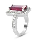 Fissure gefüllt Rubin und Zirkon Halo Ring 925 Silber Platin-Überzug image number 4