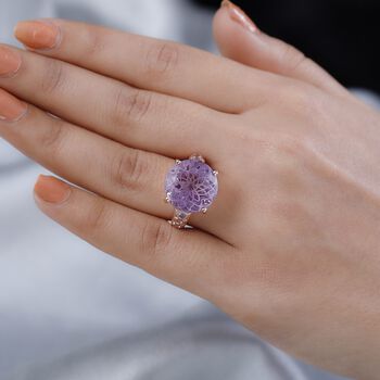 Blume des Lebens: Rose de France Amethyst, rosa Saphir Ring, 925 Silber Ros&eacute;gold Vermeil (Gr&ouml;&szlig;e 20.00) ca. 11.28 ct