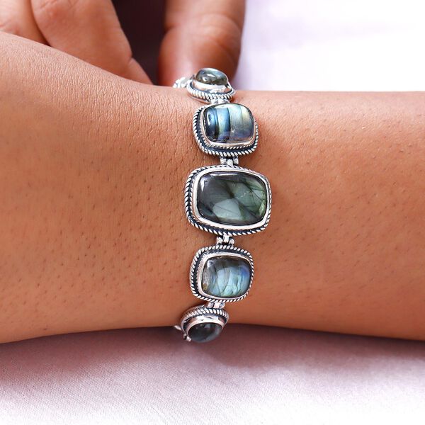 Labradorit Armband, ca. 19 cm, 925 Silber ca. 26,80 ct image number 3