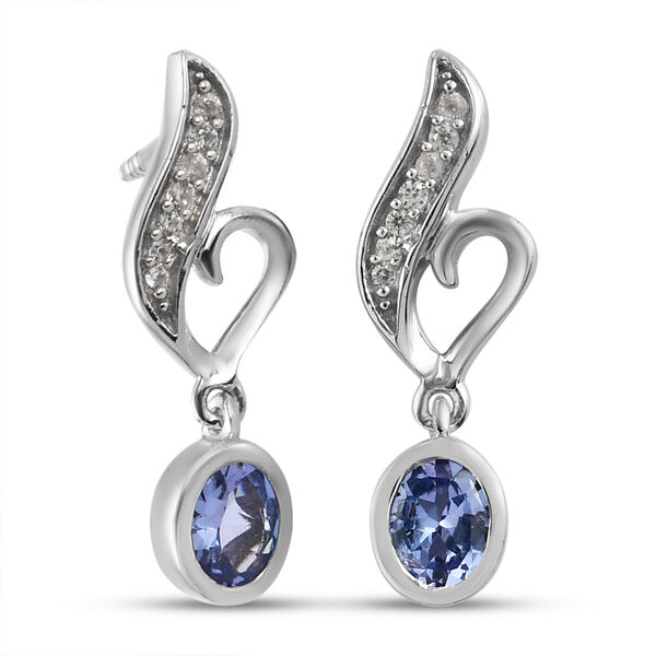 Tansanit und Zirkon Ohrh&auml;nger 925 Silber platiniert ca. 0,79 ct&nbsp; image number 4