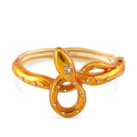 Gelbgold emaillierter weißer Kristall-Armreif, 18cm