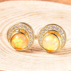 Natürlicher Äthiopischer Opal und Zirkon Ohrringe 925 Silber Gelbgold Vergoldet ca. 1,41 ct image number 1
