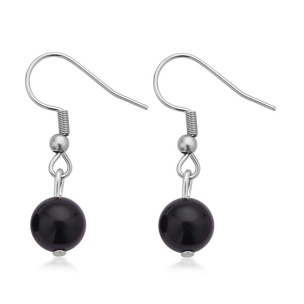 3er Schmuckset, schwarzer Glasachat, Edelstahl, ca 323,30 ct image number 7