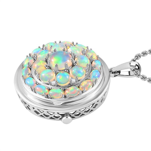 2 in 1 EON Opal und Zirkon-Cluster-Anh&auml;nger mit Taschenuhr - 7,90 ct. image number 7