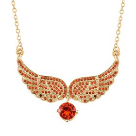 Orange Zirkonia und Kristall Halskette, 52+5cm