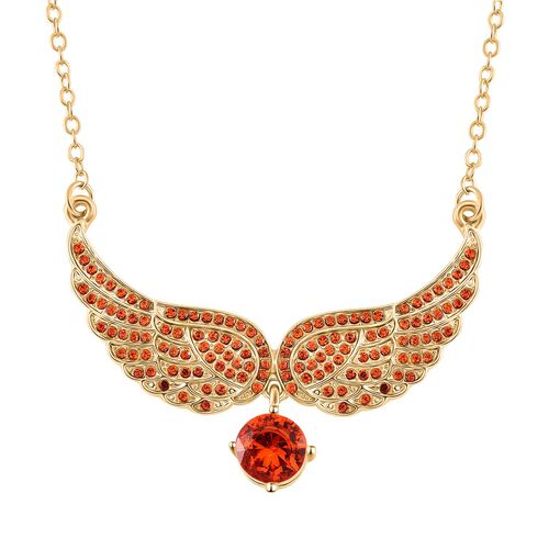 Orange Zirkonia und Kristall Halskette, 52+5cm image number 0