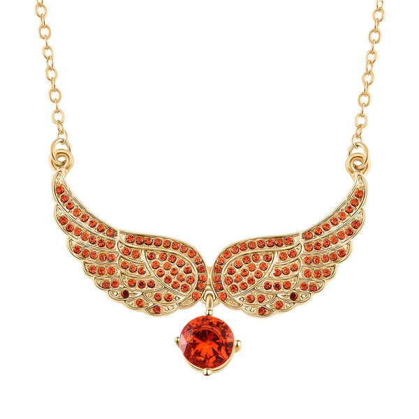 Orange Zirkonia und Kristall Halskette, 52+5cm