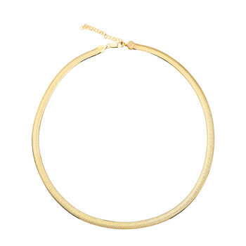 Chunky Choker flache Fischgr&auml;tenkette in vergoldetem Silber