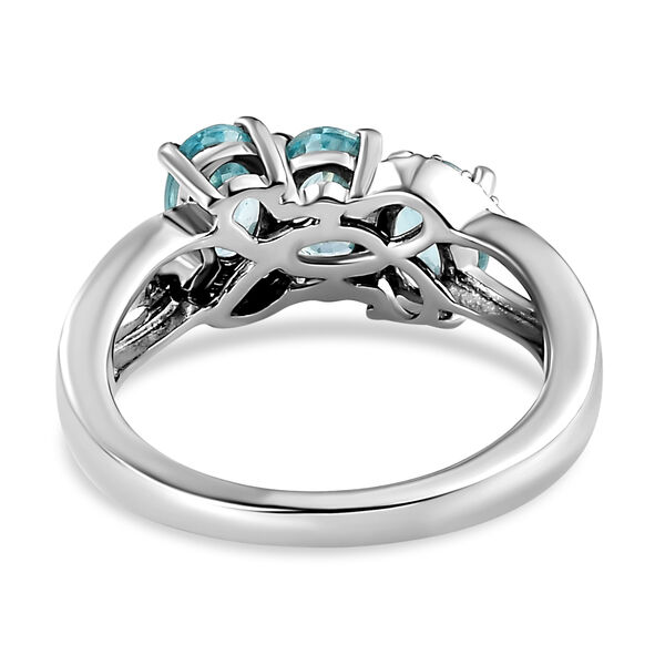 Kambodschanischer, blauer Zirkon und weißer Zirkon-Ring, 925 Silber platiniert  ca. 2,34 ct image number 6