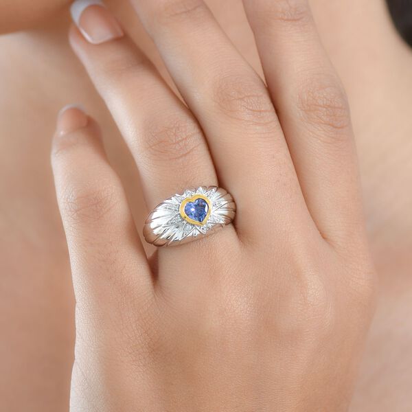 GP Celestial Kollektion- AAA Tansanit, Zirkon und Kanchanaburi blauer Saphir zweifarbiger Ring - 0,82 ct. image number 4