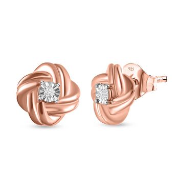 Wei&szlig;e Diamant-Ohrringe, 925 Silber ros&eacute;vergoldet
