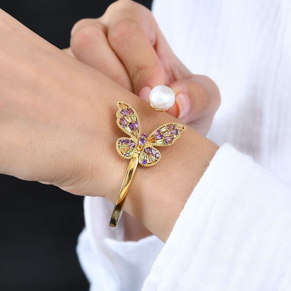 GP Kollektion - AA Afrikanischer Amethyst, Citrin Armreif ca. 18.5 cm 925 Silber 750 Gelbgold Vermeil 2.35 ct image number 2