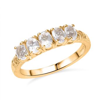 D joy AAA Premium Malagasy Regenbogen Mondstein Ring, 925 Silber 750 Gelb Vergoldet (Gr&ouml;&szlig;e 19.00) ca. 0.85 ct