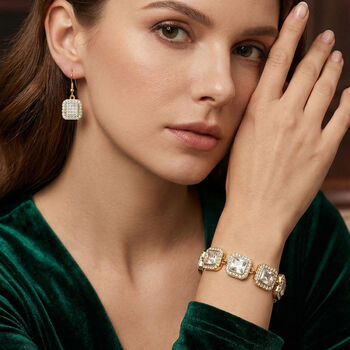 2er Set - Wei&szlig;er Kristall Armband und Ohrringe, goldfarben