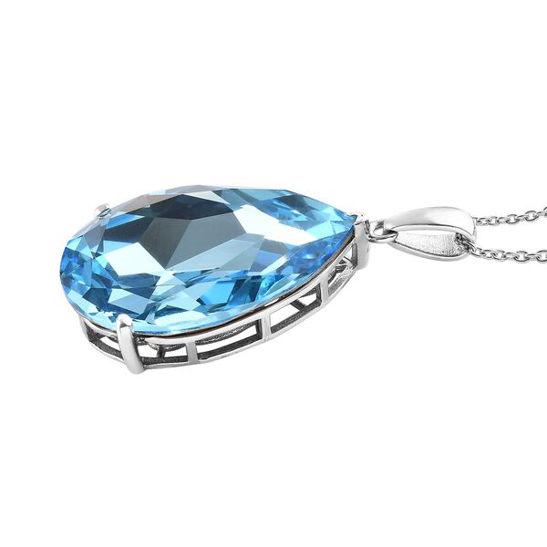 LUSTRO STELLA Österreichischer Aquamarin Kristall Anhänger mit Kette ca. 45 cm 925 Silber platiniert image number 5