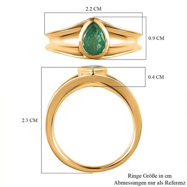 Kagem sambischer Smaragd-Solit&auml;r-Ring, 925 Silber vergoldet, 0,60 ct. image number 7