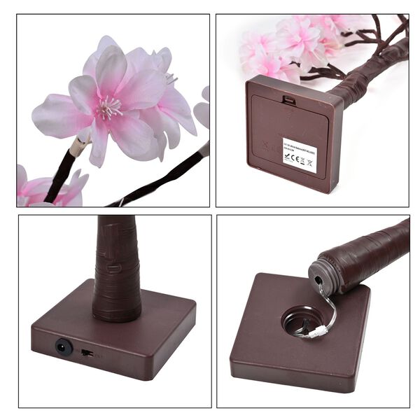 Deko-Baum mit LED-Lichtern, 60 cm, Rosa image number 5